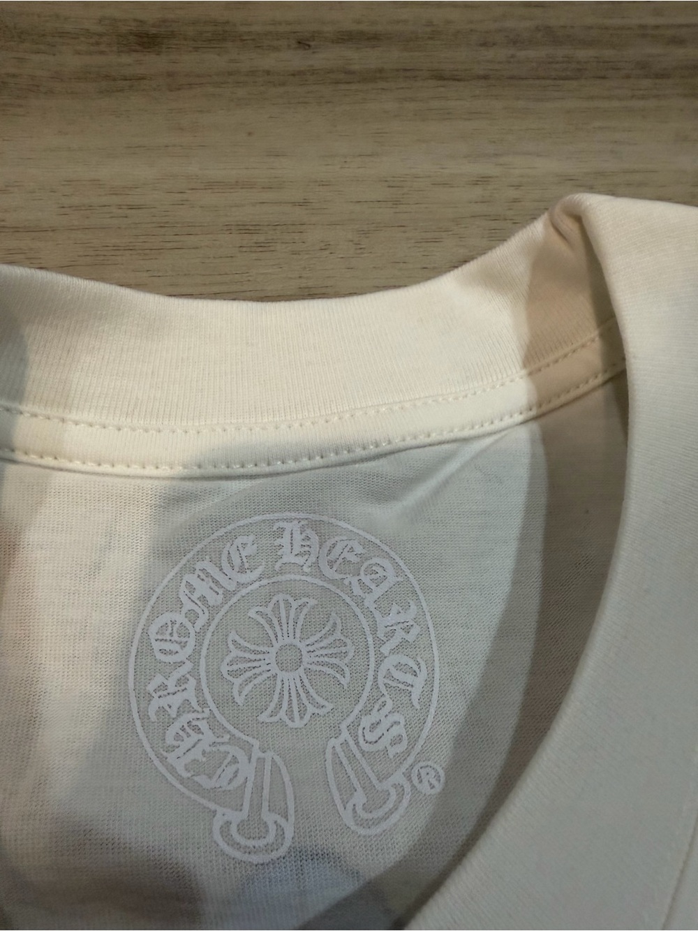 Chrome Hearts White Short Sleeve Pocket Tee with Light Blue Logo - Picture 2 of 5